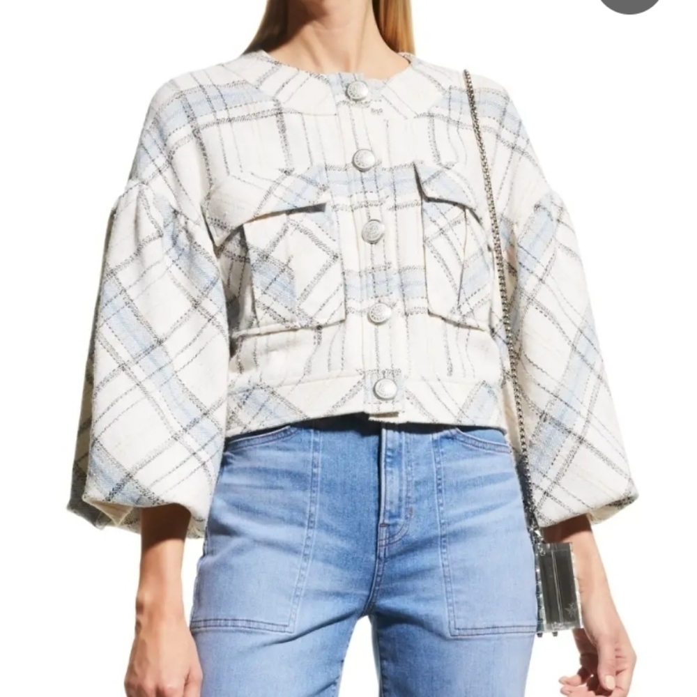 Veronica Beard Nikolai Cropped Puffed Sleeve Jacket